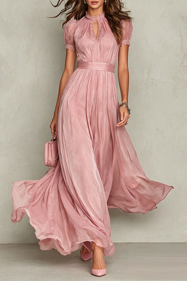 Wine Red Arabella Chiffon Maxi Dress