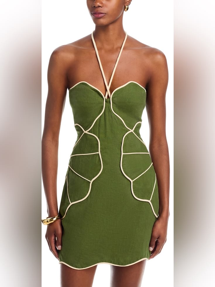 Farm Rio Dresses | Farm Rio Asymmetric Neck Mini Dress. Size M | Color: Green | Size: M