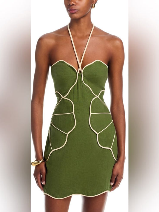 Farm Rio Dresses | Farm Rio Asymmetric Neck Mini Dress. Size M | Color: Green | Size: M