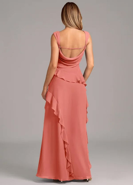 Margot Chiffon Bridesmaid Dress in Salmon Pink