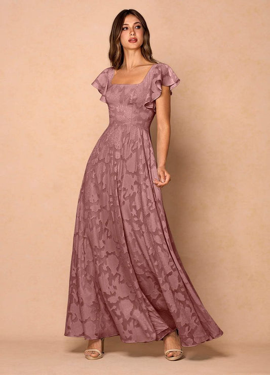Anna Ruffle Silk Maxi Dress in Blush