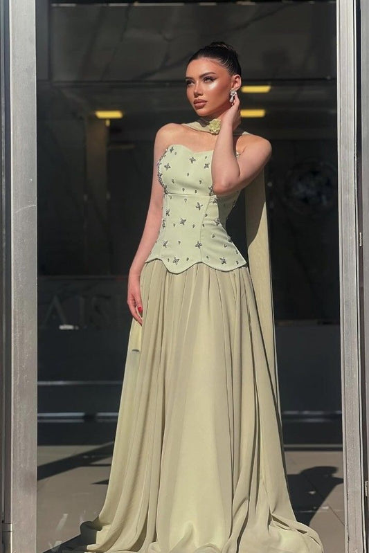 Oknass Charming Chiffon Strapless Sleeveless Long Prom Dress With Rhinstone Black-US14