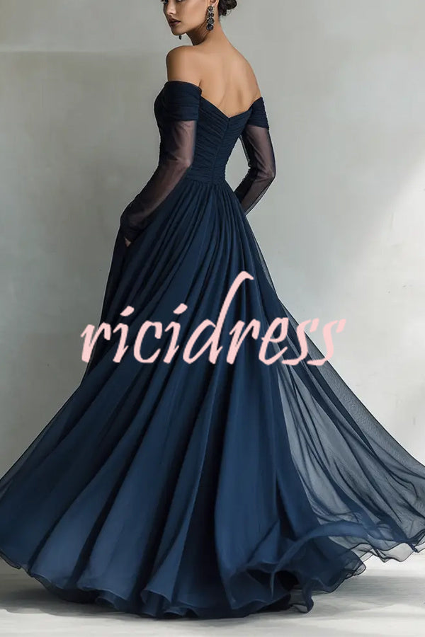 White Giselle Ruched Sweetheart Maxi Dress