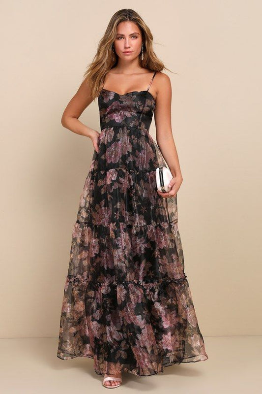 Ophelia Floral Organza Maxi Dress