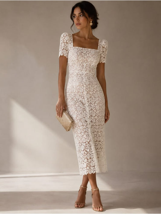 Margot Guipure Lace Midi Dress