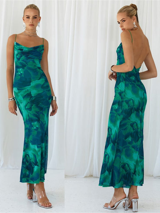 Kapri Floral Slip Dress in Green