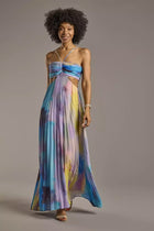 Arabella Watercolor Pleated A-Line Dress