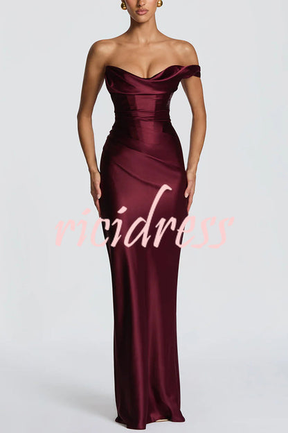 Sage Thalassa Satin One-Shoulder Maxi Dress
