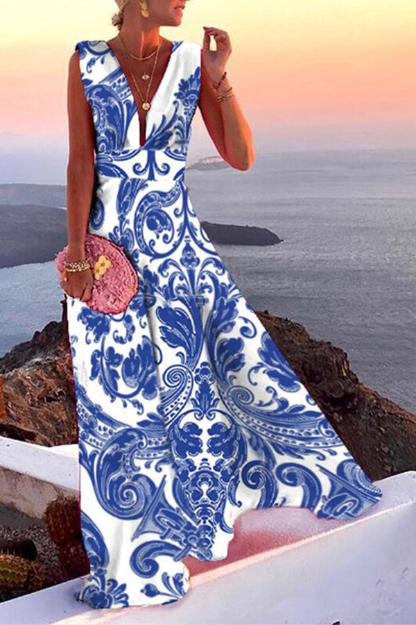 Rose red Evangeline V-Neck Maxi Dress