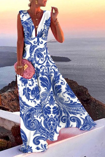 Rose red Evangeline V-Neck Maxi Dress