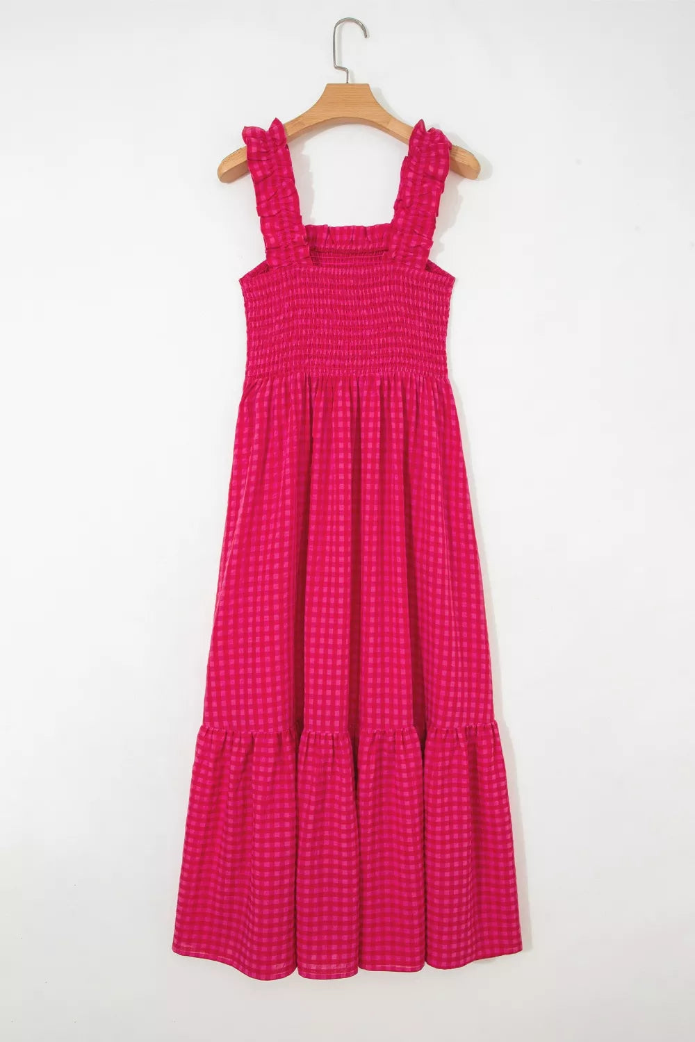 Deep Rose Margot Plaid Midi Dress in Deep Rose