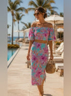 Esmeray Printed Linen Midi Skirt Set