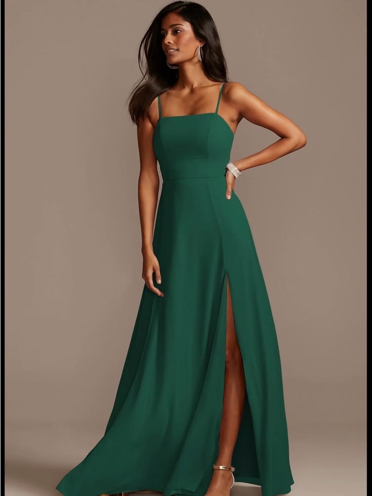 David's Bridal Dresses | David's Bridal Spaghetti-Strap Maxi Dress In Sage | Color: Green | Size: 2
