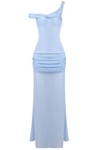 Vivienne One-Shoulder Corset Maxi Dress in Sapphire