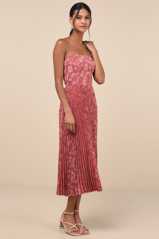 Margot Jacquard Strapless Midi Dress
