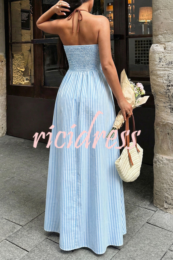 Pink Margot Striped V-Neck Maxi Dress