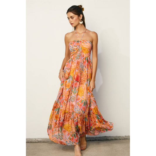 SUMMER GARDEN Selene Ruched Maxi Dress