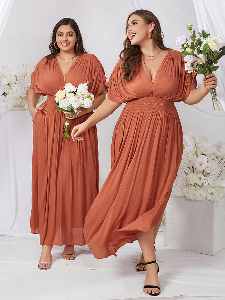 Black Victoria V-Neck Maxi Dress with Batwing Sleeves
