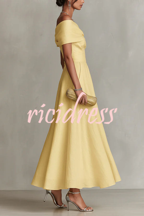 Yellow Margot One-Shoulder A-Line Midi Dress