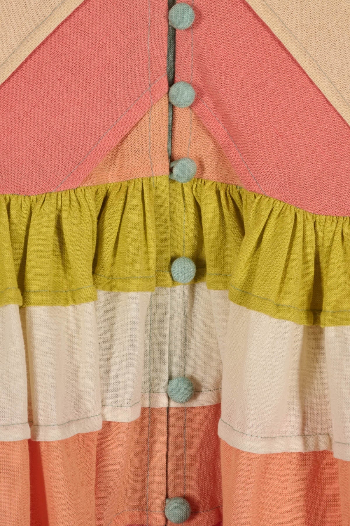 Mint & Coral Daisy Colorblock Linen Dress