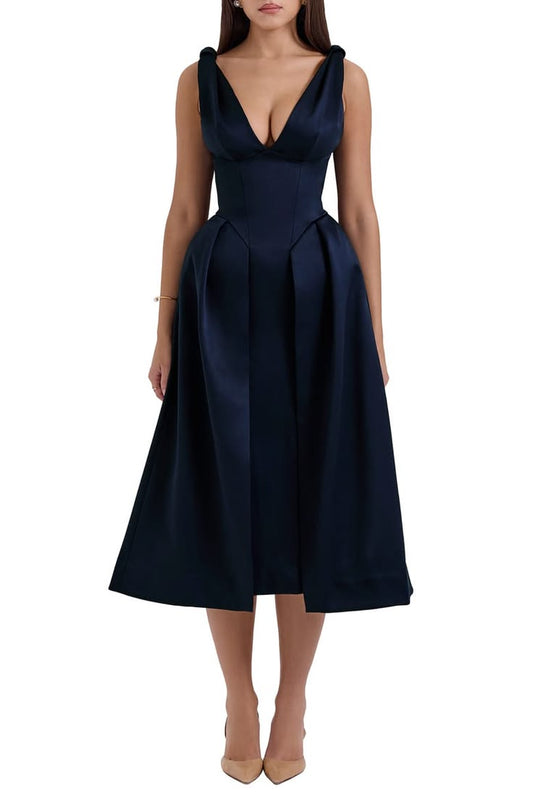 Paloma Plunge Neck Midi Dress