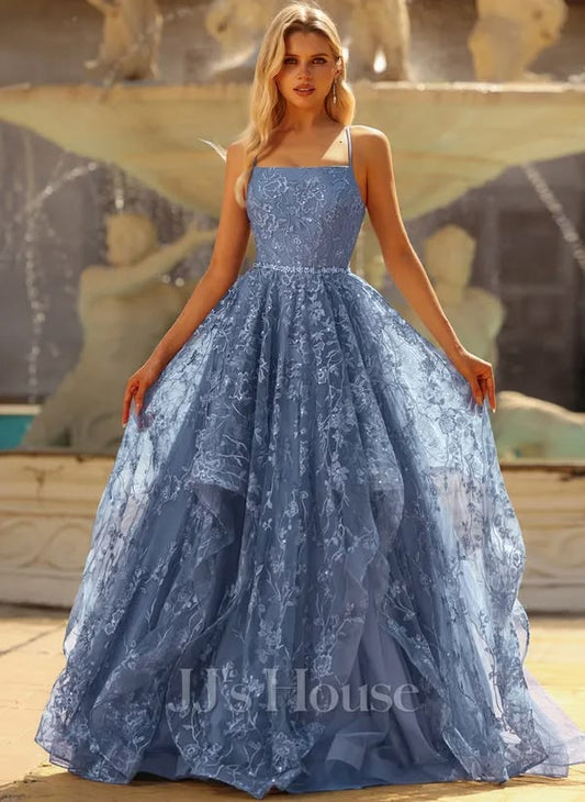 Rezelle Beaded Lace Dress in Slate Blue