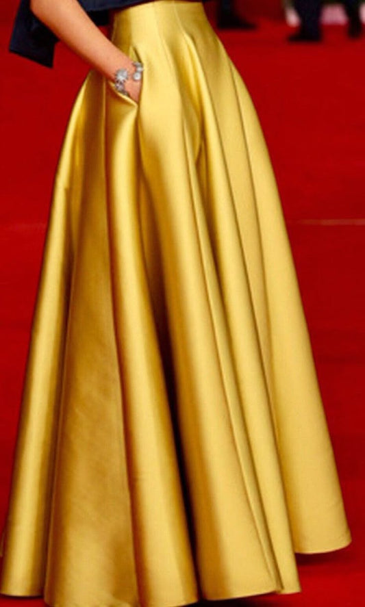 Eleanor Gold Duchess Satin Dress