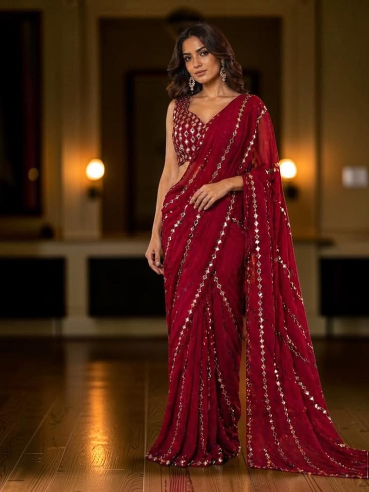 Priya Mirror Work Saree