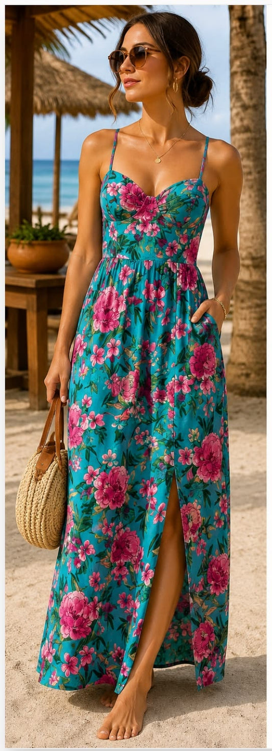 Aurelia Tropical Floral Maxi Dress