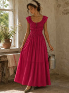 Lauretta Milkmaid Maxi Dress in Pink