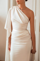 Alba Crepe Long Dress In Ivory