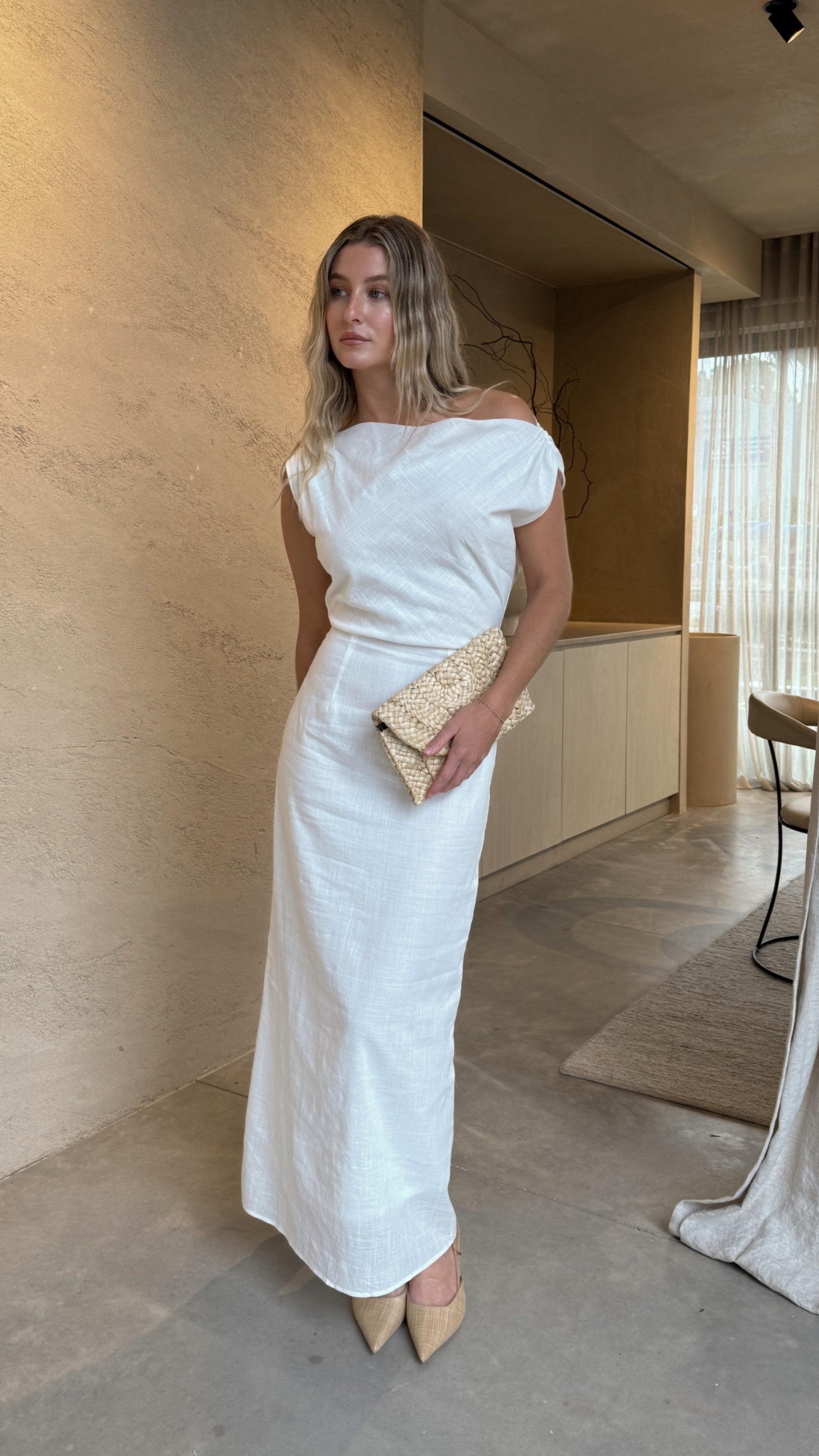 White Luci Silk Maxi Dress