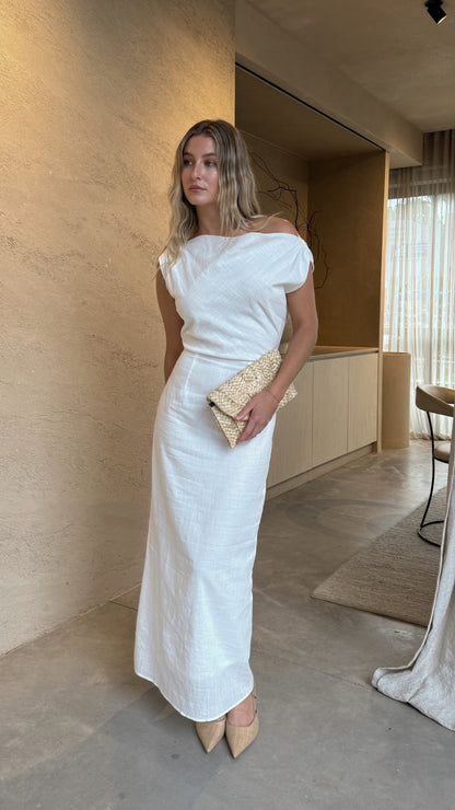 White Luci Silk Maxi Dress