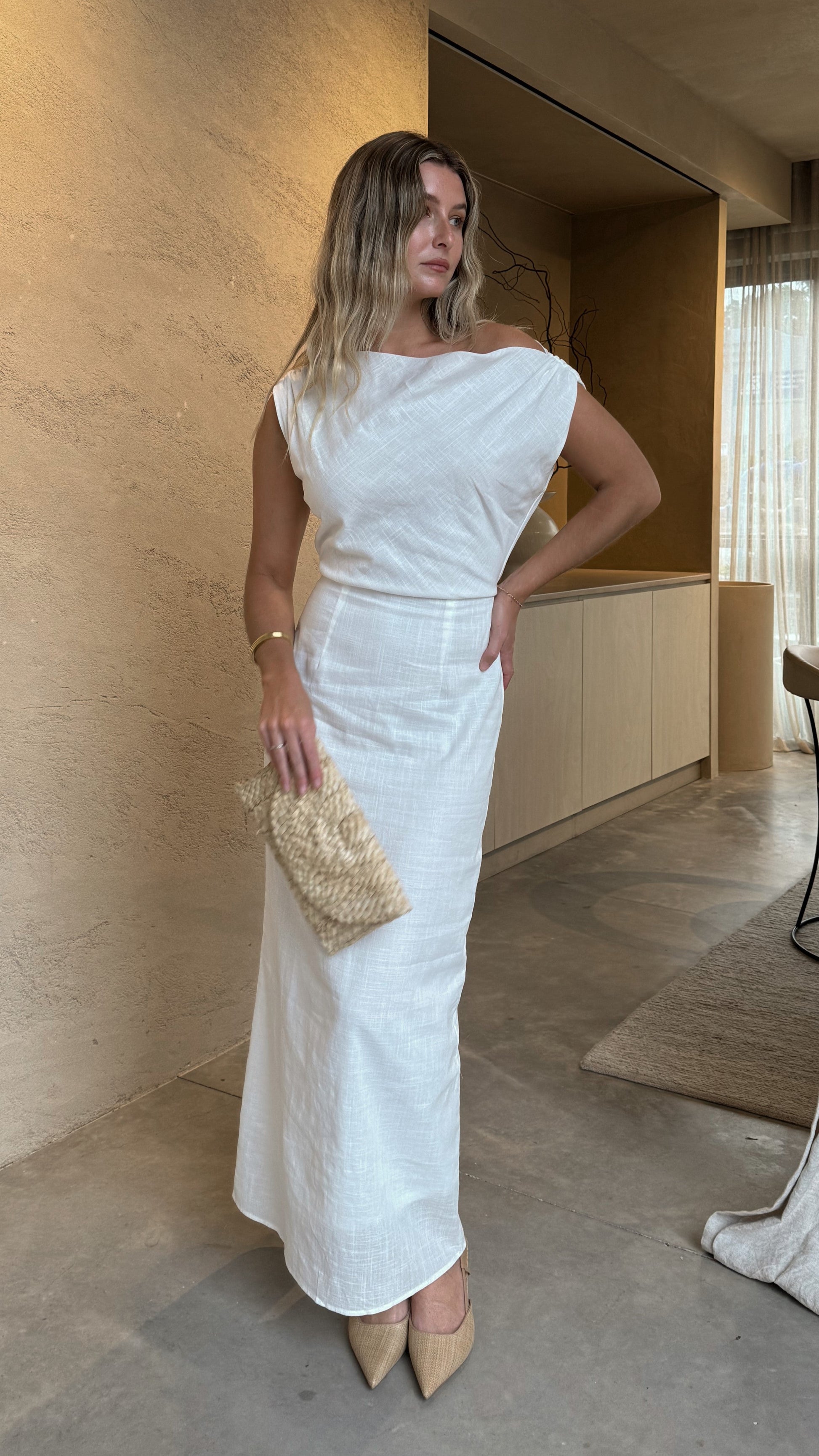 White Luci Silk Maxi Dress