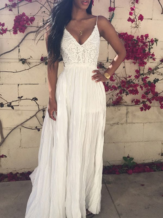 Elegant White V-neck Lace Appique Layered Prom Dress-Evening Party Dresses, PD0104 - US2 / Picture color