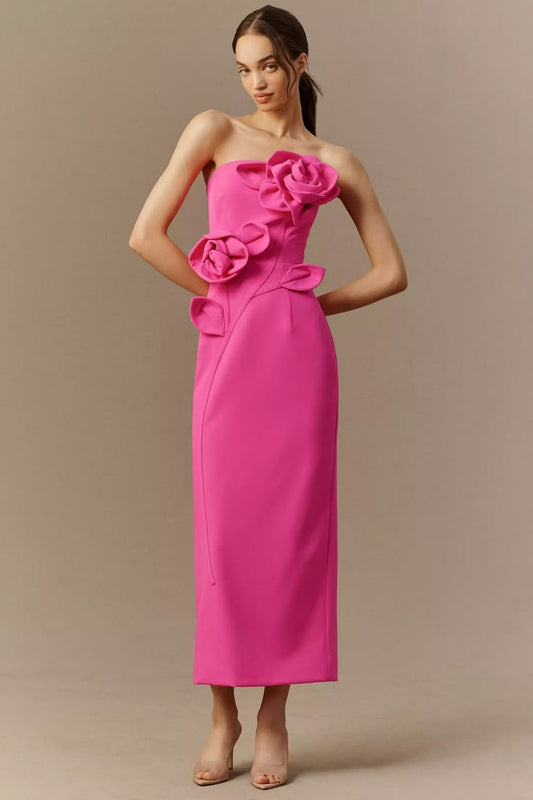 Margot Crepe Strapless Midi Dress