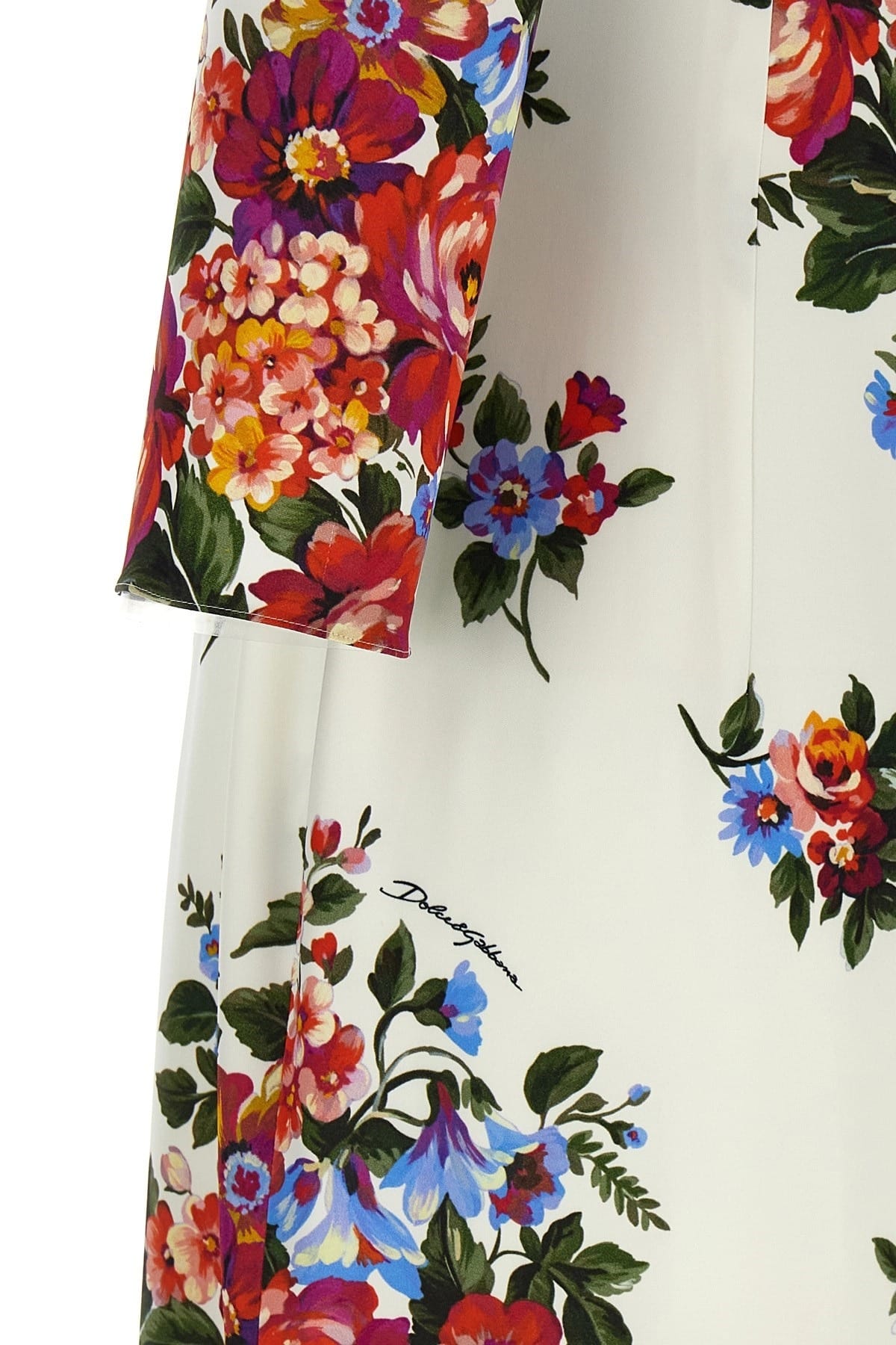 Luciana Floral Silk Dress in Cerulean