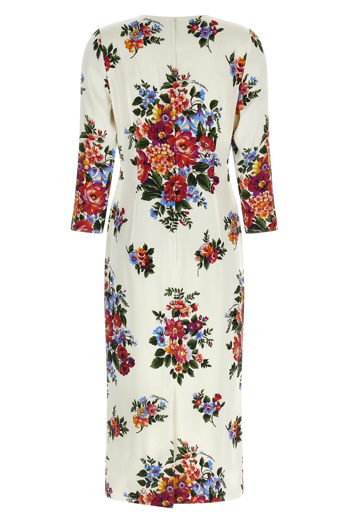 Luciana Floral Silk Dress in Cerulean