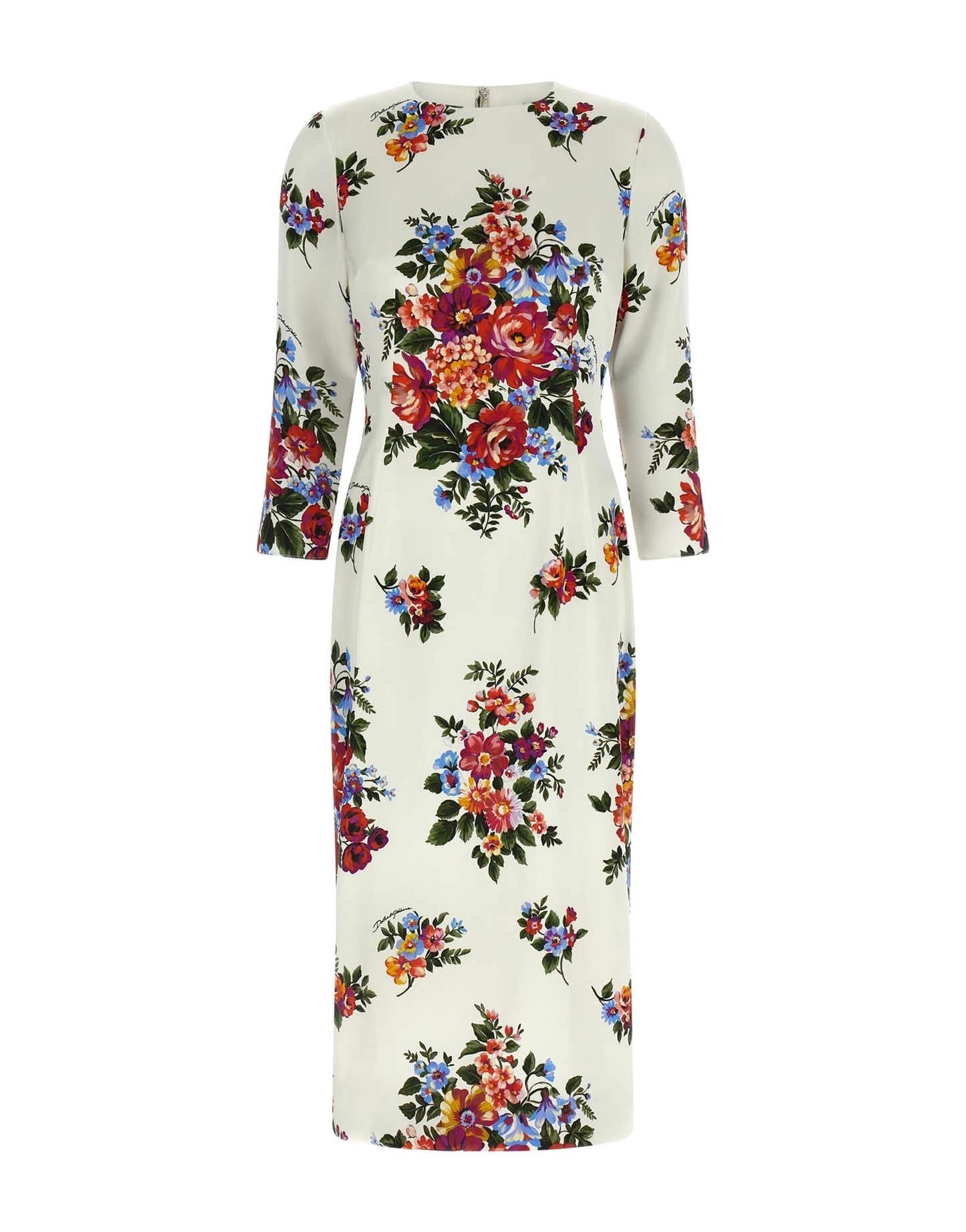 Luciana Floral Silk Dress in Cerulean