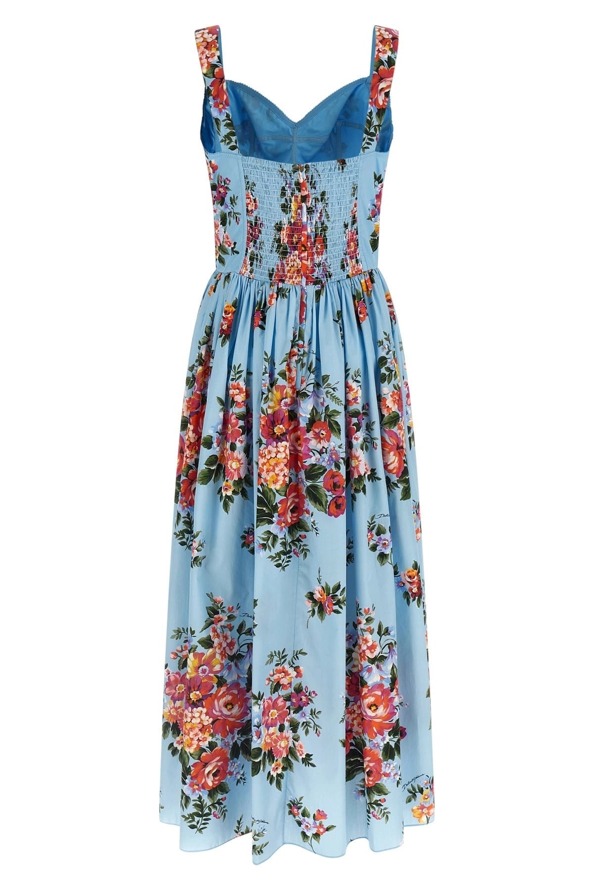 Luciana Floral Silk Dress in Cerulean