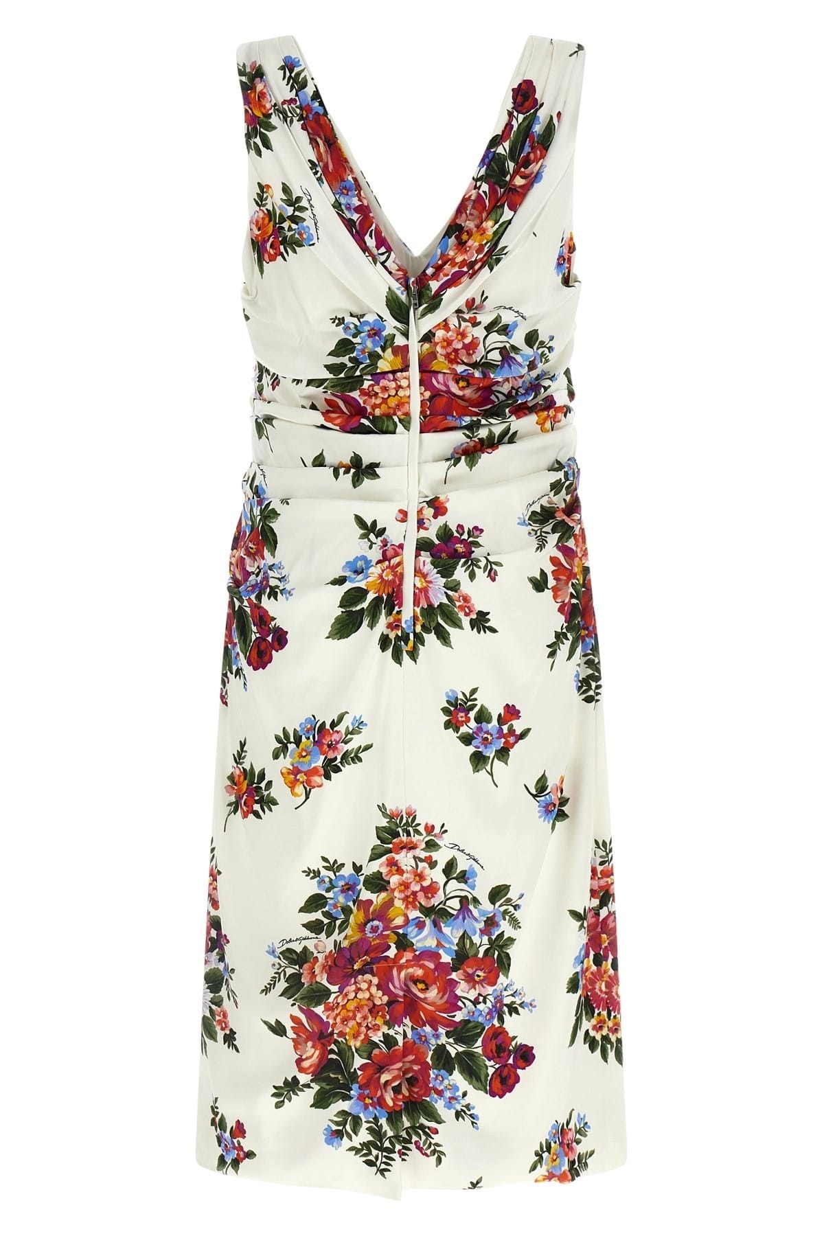 Luciana Floral Silk Dress in Cerulean