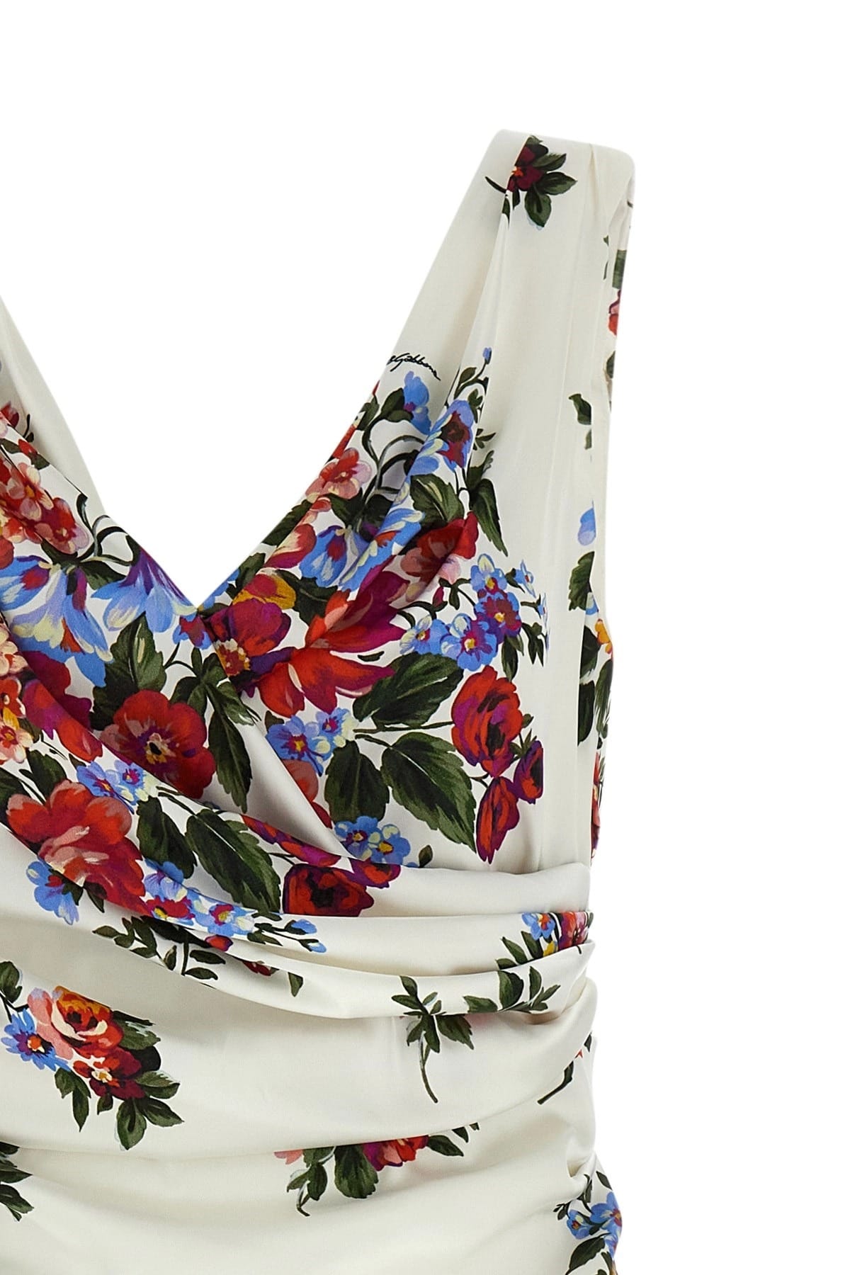 Luciana Floral Silk Dress in Cerulean