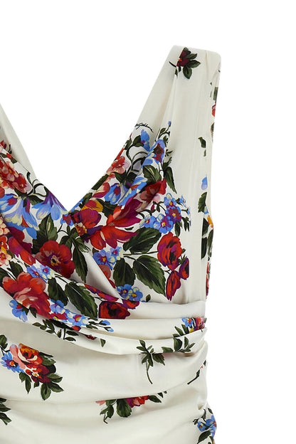 Luciana Floral Silk Dress in Cerulean