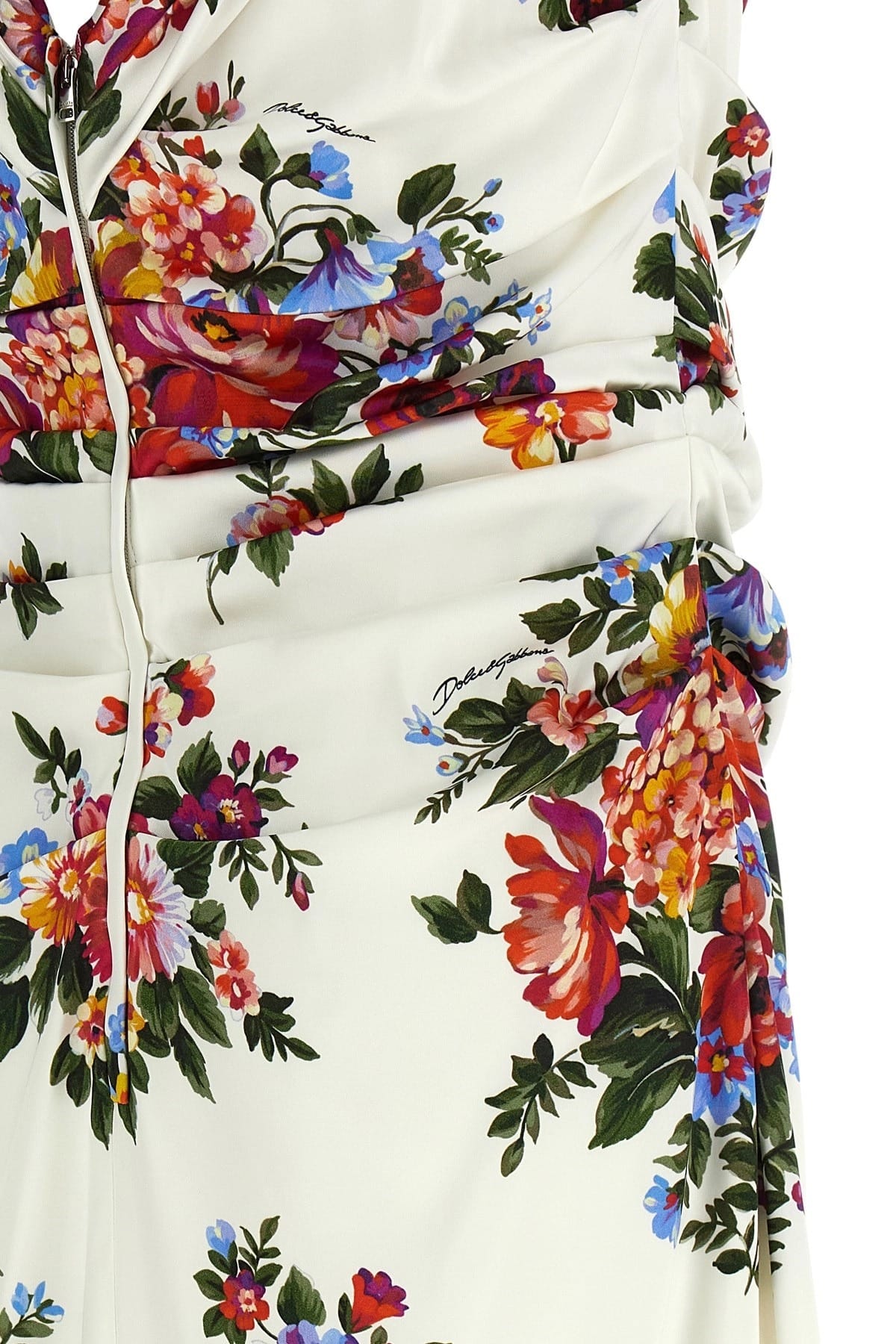 Luciana Floral Silk Dress in Cerulean