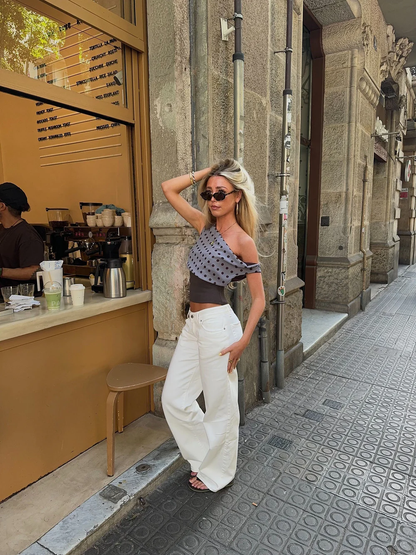 Polka Luxe Asymmetrical Corset Top