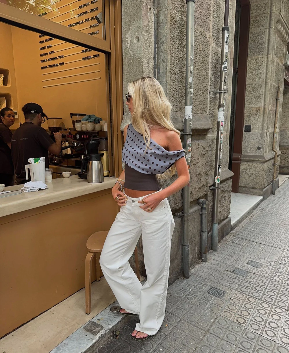 Polka Luxe Asymmetrical Corset Top