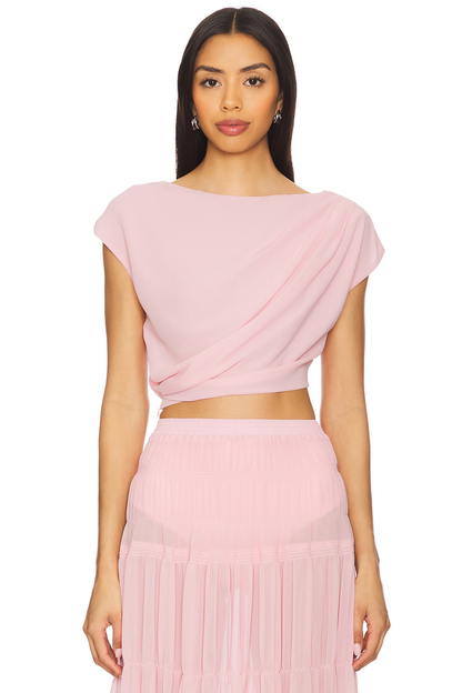 Blush Draped Chiffon Crop Top
