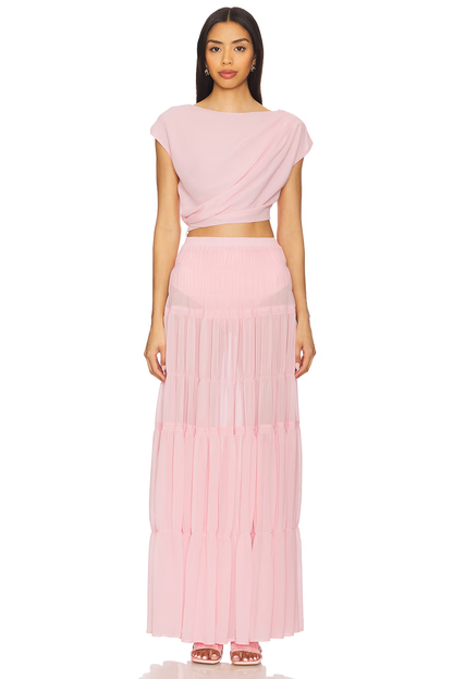 Blush Draped Chiffon Crop Top