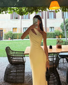 Modest Night Aesthetic Mermaid One Shoulder Yellow Long Prom Graduation Formal Dresses For Teens HZ0311 - As Photo / US