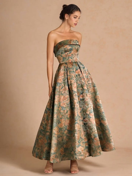 Azazie Dresses | Azazie Celeste Vintage Teal Maxi Bridesmaids Dress | Color: Brown/Green | Size: 4